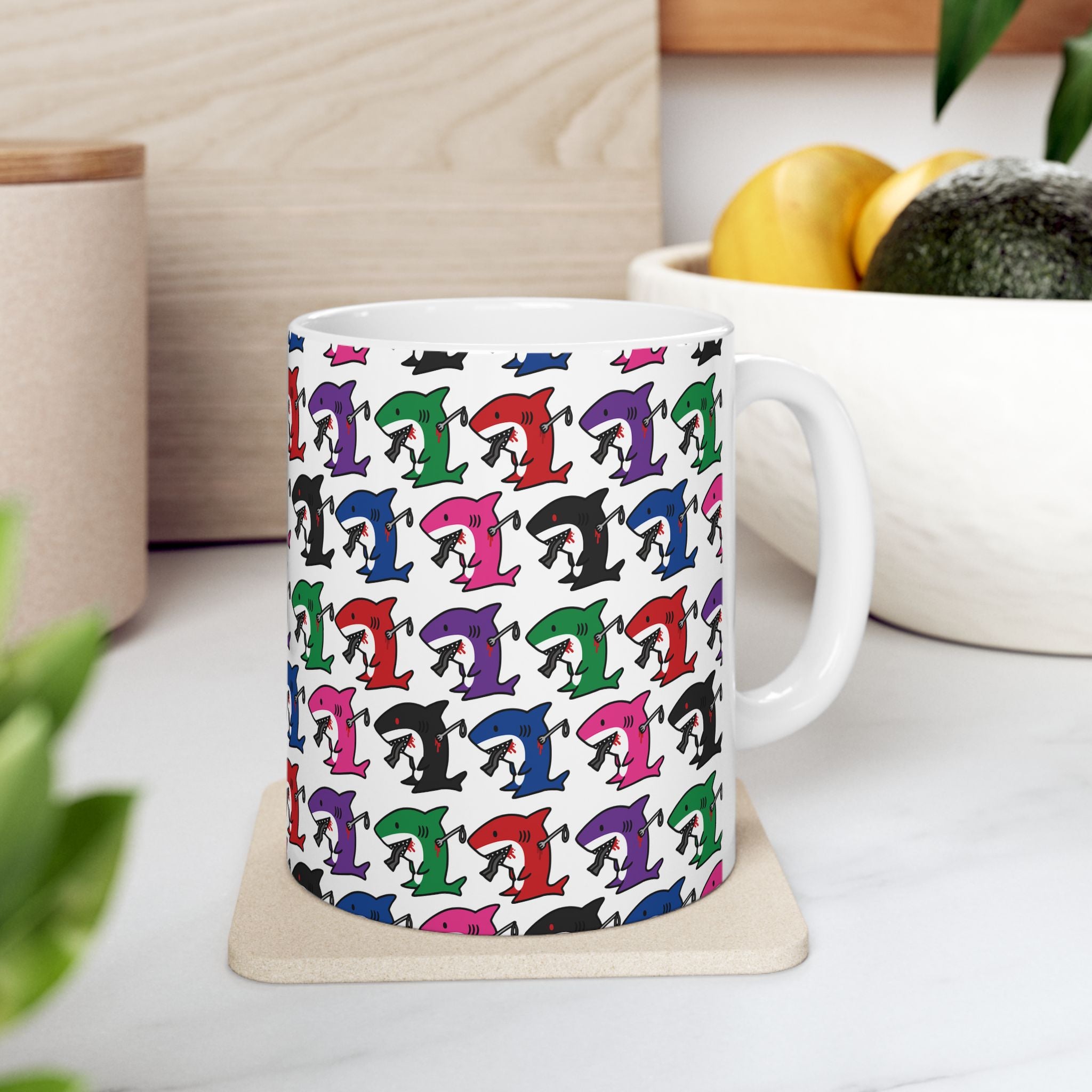 Colorfull Slit Gill Ceramic Mug, (11oz, 15oz)